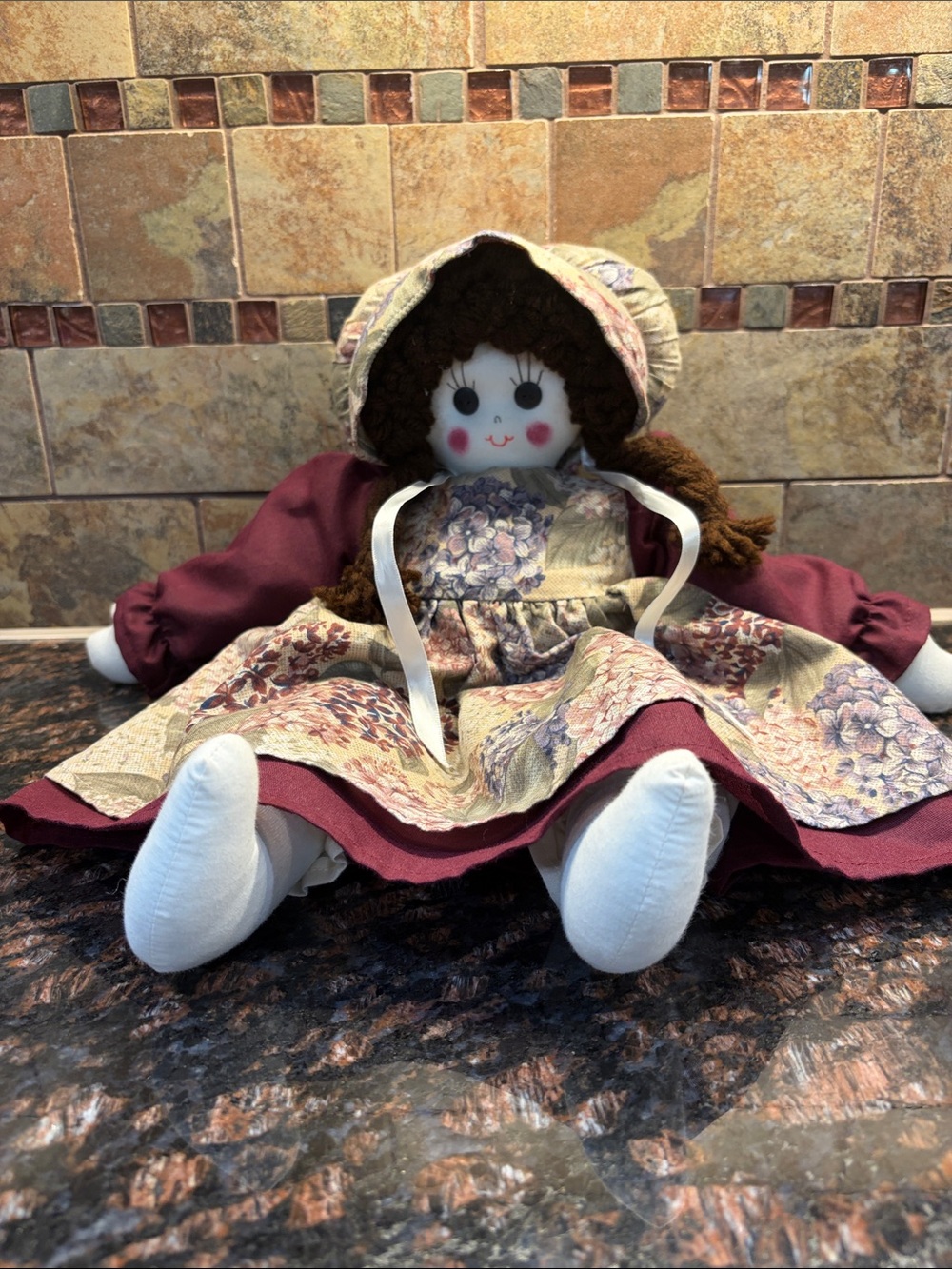 Rag Doll in Burgundy Dress